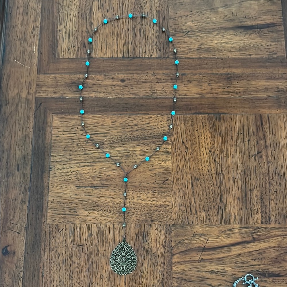 Turquoise and Brown Beaded Necklace